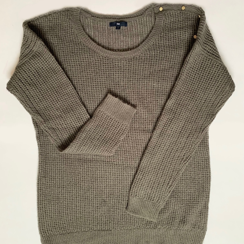 Taupe Gap Sweater w/ Shoulder Embellishment